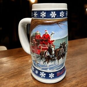 1995 Budweiser Holiday Stein Lighting the Way Home Clydesdales w/ Box COA